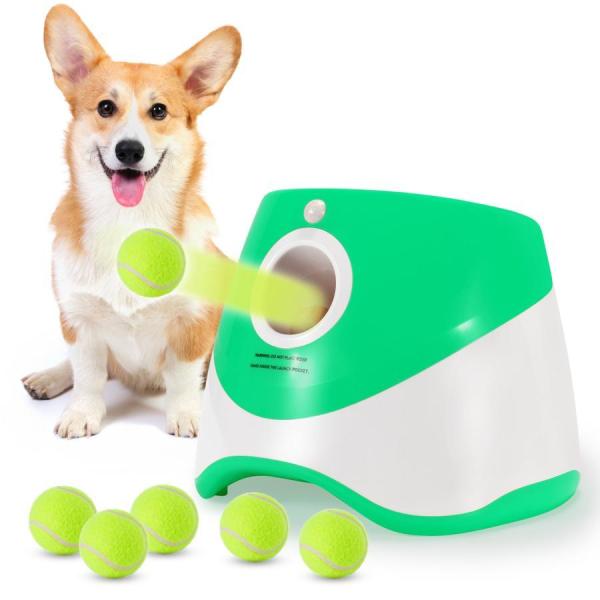 ペットボール投げ機 犬 ボールランチャーペット用屋内用3モード遠距離グリーンドッグ自動ボールランチャ...