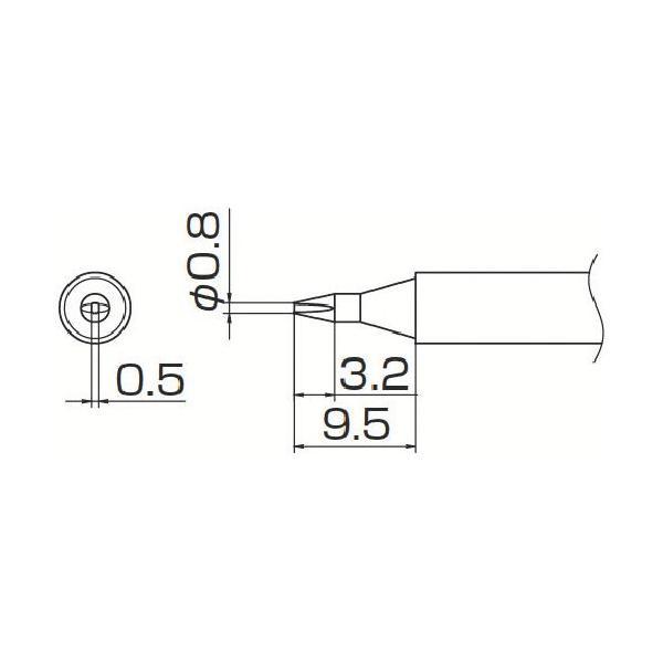 HAKKO（白光）ハッコー ［T13-D08］ 0.8D型 こて先 FM-2026用 T13D08