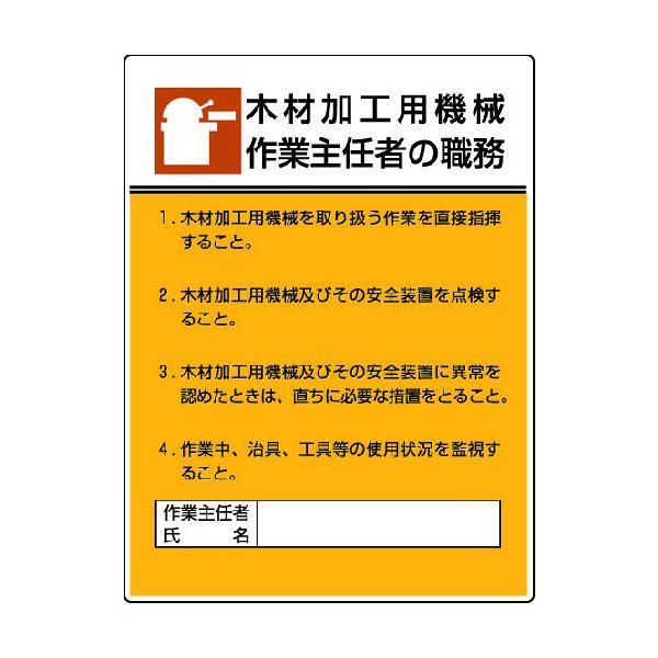 ユニット ユニット 80803 作業主任者職務板 木材加工用機械作業・エコユニボード・600X450...