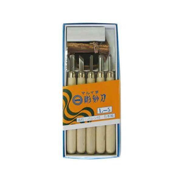 4977292184243 彫刻刀セット Ｌ−５ まるいち インテックカネキ 大工道具 作業工具 L...
