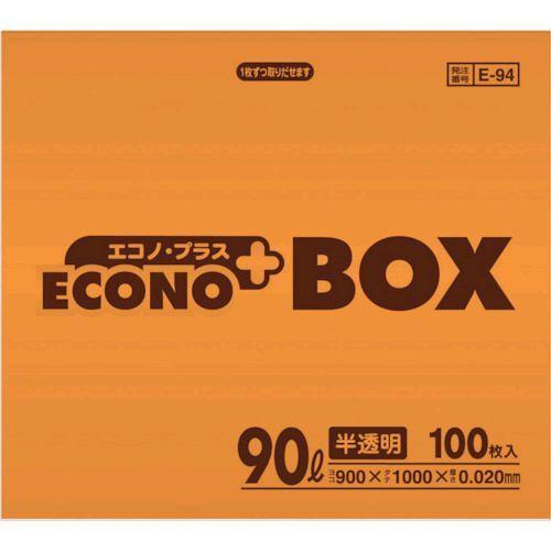あすつく対応 「直送」 サニパック  E94HCL Ｅ−９４エコノプラスＢＯＸ９０Ｌ半透明 １００枚...