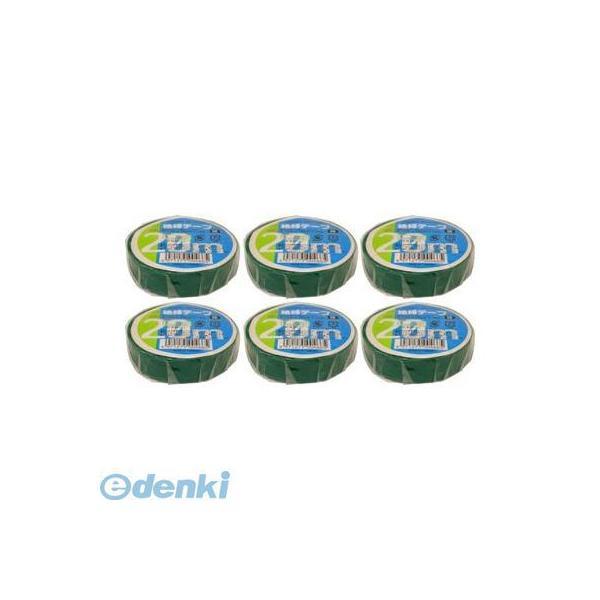 オーム電機 DE1920G 【6個入】絶縁テープ20m 緑 DE1920G DE1920G