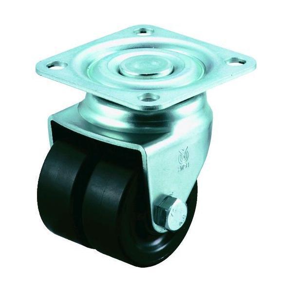 あすつく対応 「直送」 ユーエイ HG50BNW プレート式 自在 双輪低床キャスター 黒ナイロン ...