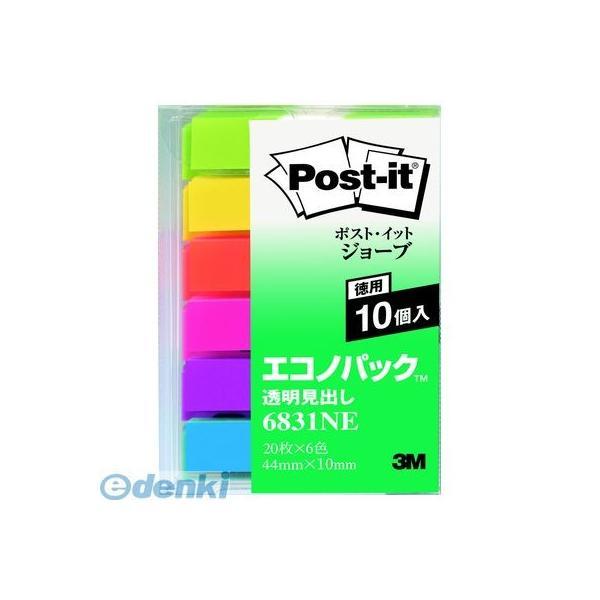 3M スリーエム 6831NE 透明見出しエコノパック【１０個】 ジョーブ ポストイット 業務用パッ...