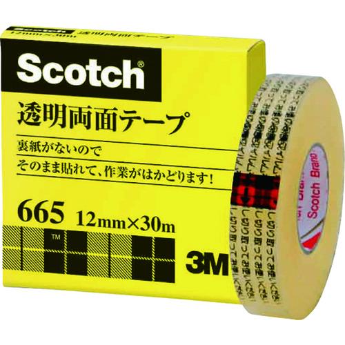 3M スリーエム 665-1-12 透明両面テ−プ ライナーなし 12mm×30m 巻芯径25mm ...