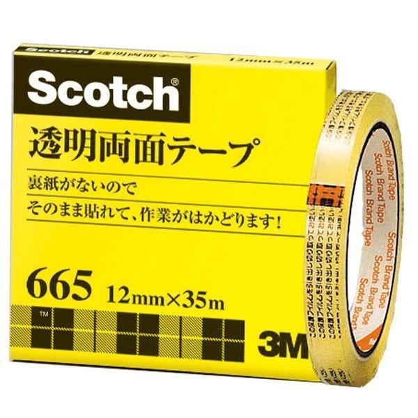 3M スリーエム 665-3-12 透明両面テープ１２ｍｍ【１巻】 665312 ライナーなし 裏紙...