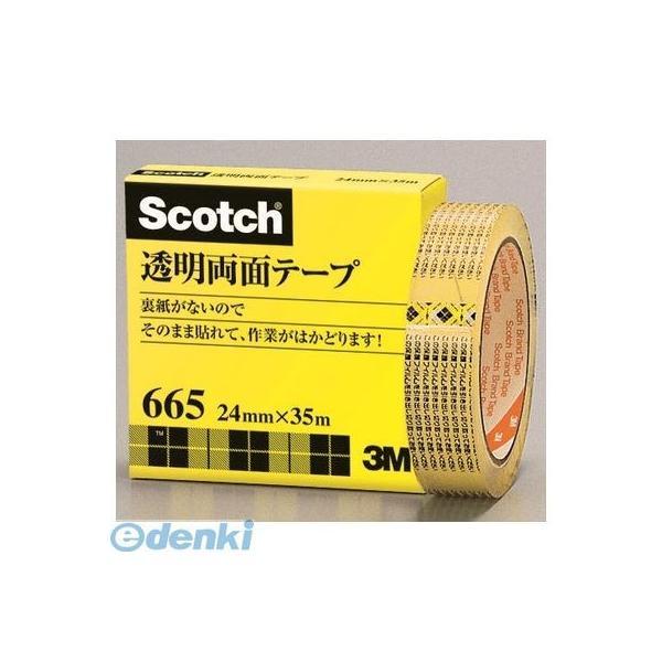 3M スリーエム 665-3-24 透明両面テープ２４ｍｍ【１巻】 665324 ライナーなし 裏紙...