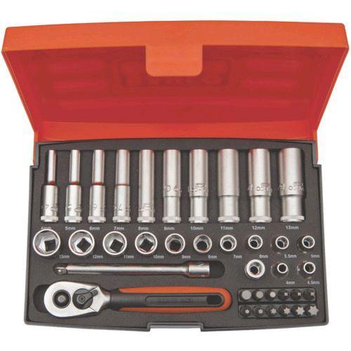 あすつく対応 「直送」 SL25L ディープソケットレンチセット ６角 差込角６．３５ｍｍ ３７点セ...