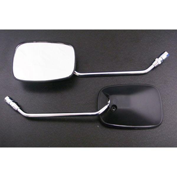 ALBA アルバ  101-020 バックミラー／角型ブラック【メッキステー】 8mm 正ネジ ／左...