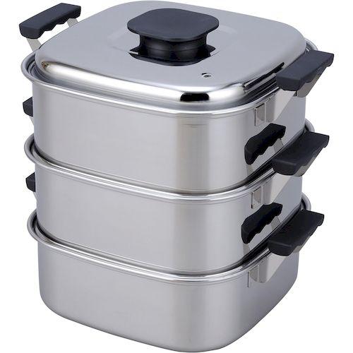 4589511091494 神子島製作所 PE 18−0角蒸器 3段29cm 290x290 プレス...