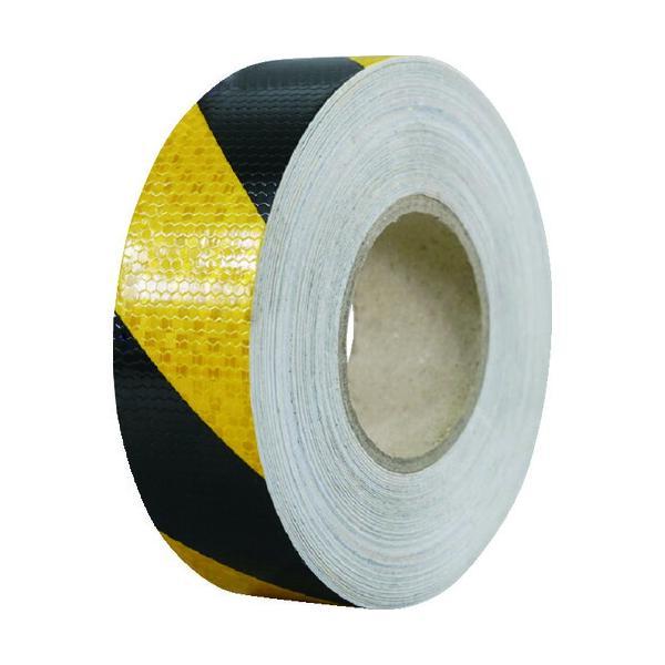 あすつく対応 「直送」 セーフラン 14357 高輝度反射テープ　黄黒　幅５０ｍｍ×５０ｍ