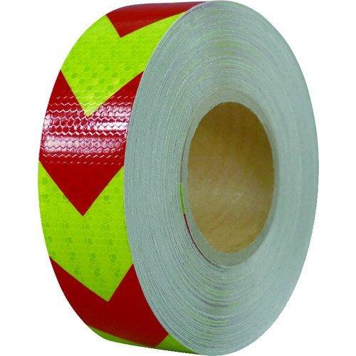 あすつく対応 「直送」 セーフラン 14364 高輝度反射テープ　赤黄矢印　幅５０ｍｍ×５０ｍ