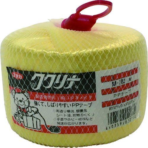ユタカメイク M-102 Y 荷造り紐　ＰＰテープ玉　５０ｍｍ×２００ｍ　１６０ｇ　黄 M102