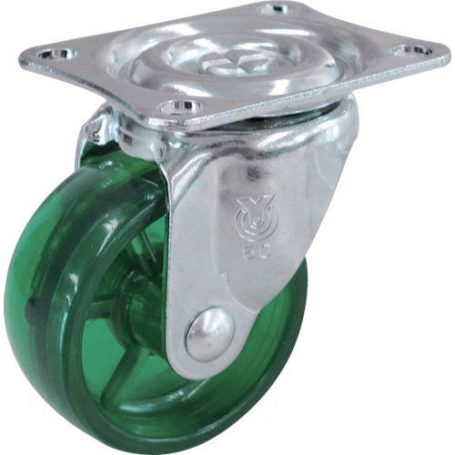 あすつく対応 「直送」 ユーエイ ［G-50PC-G］ プレート式 自在 キャスター 緑ポリカーボネ...