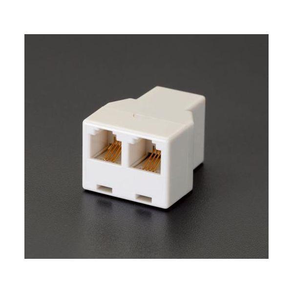 エスコ EA764CB-2 モジュラーコード用2分岐アダプター 6極4芯 EA764CB2【キャンセ...
