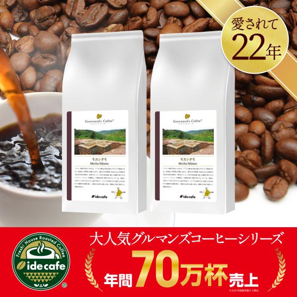 イデカフェ モカシダモ コーヒー グルマンズコーヒー 自家焙煎 コーヒー豆 2kg（1000g×2個...