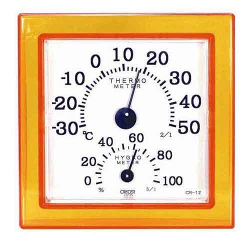 (人気商品)ＣＲＥＣＥＲ・温湿度計クリア・ミニオレンジ