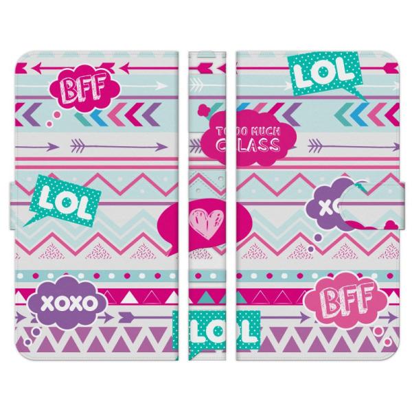 手帳型 マルチ スマホ ケース カバー 80s 原宿系 吹き出し カラフル 原宿 ファッション サイ...