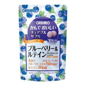 ORIHIRO かんでおいしいチュアブルサプリ ブルーベリー＆ルテイン 北欧産ブルーベリー使用 水なしサプリメント アイケア こどもサプリ 30μg ポスト投函