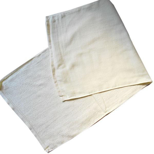 【メール便送料込】ガーゼ フェイスタオルｘ２枚(クリーム色）日本製