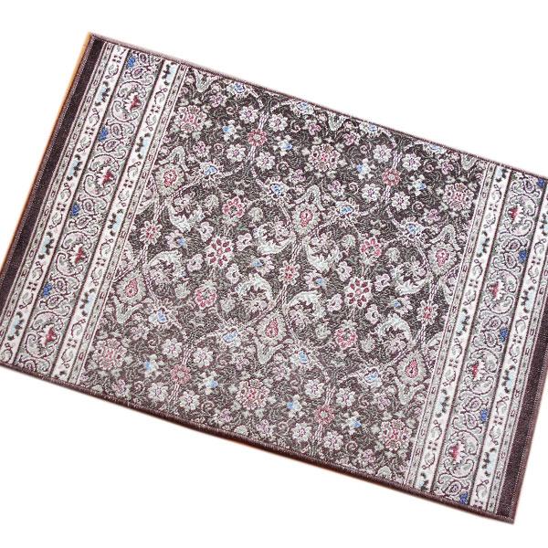 洗える日本製モケットマット （約）８１ｘ５０ｃｍ＃10グリーン系ブラウン