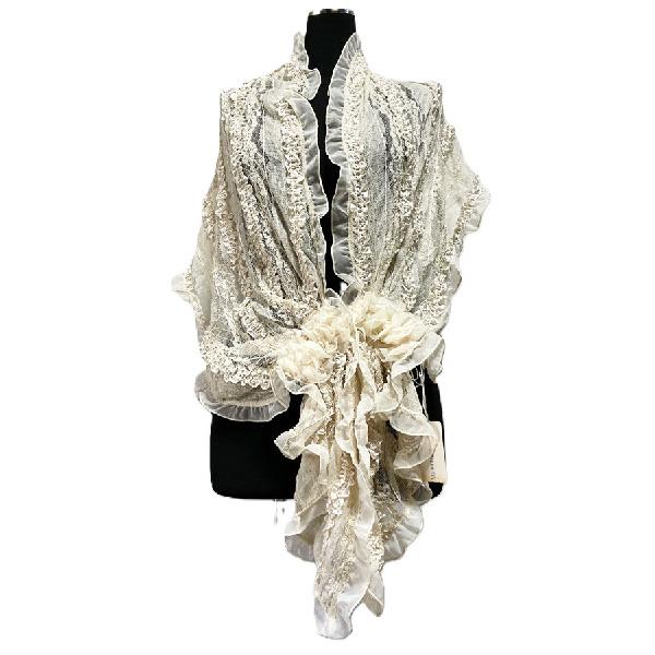 (少々難あり）チュール＆ジョーゼットコラボの留め具付きストールボレロ