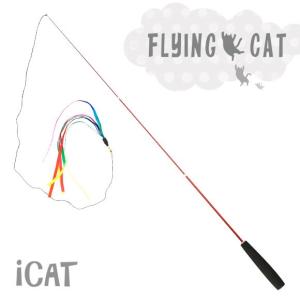 猫 おもちゃ 猫用品 iCat FLYING CAT 釣りざお猫じゃらし レインボーリボン｜idog