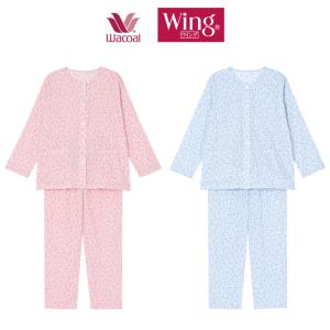 ワコール Wing パジャマ レディース 綿100% 楊柳 長袖 長ズボン 薄手 ナイトウェア ルームウェア 春 秋 母の日 敬老の日 一部地域除き 送料無料 EP7013｜idol4970