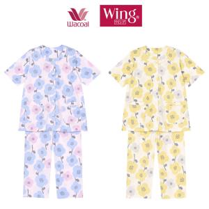 ワコール Wing パジャマ レディース 綿100% 天竺 ５分袖 ８分丈 薄手 ナイトウェア ルームウェア 春 秋 母の日 敬老の日 一部地域除き 送料無料 EP8065｜idol4970