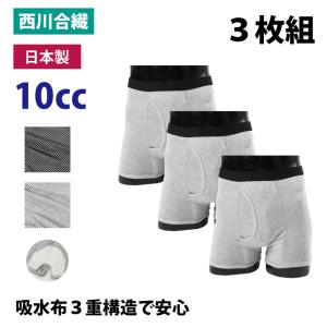 【セット販売３枚】失禁パンツ 男性用 10CC 日本製 ボーダー トランクス 紳士 軽失禁 ちょいモレ 蒸れない 漏れない 消臭 吸水 sk33020 一部地域除き 送料無料｜idol4970