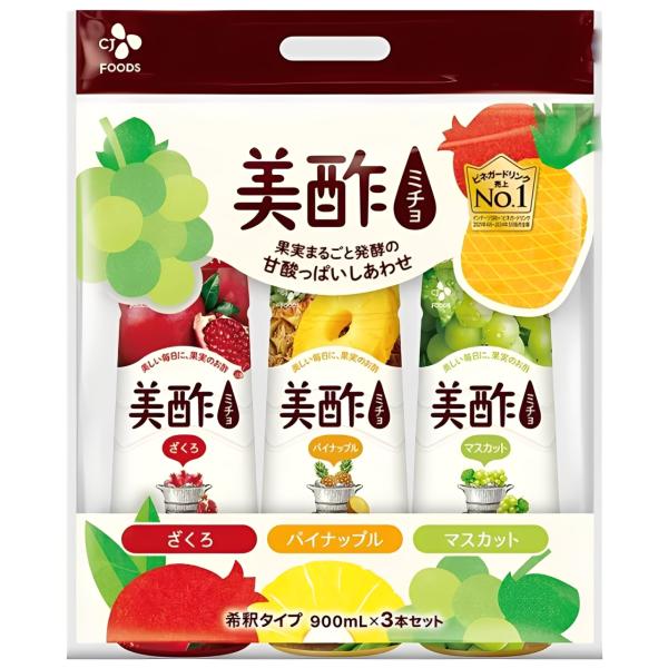 美酢 ミチョ アソートセット 900ml x 3本 ざくろ パイナップル マスカット コストコ