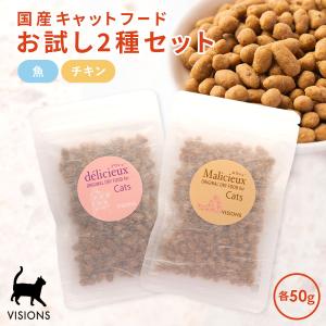 キャットフード お試し2種セット[各50g] ドライタイプ オールステージ 国産 VISIONSオリジナル 送料無料 cat visions｜ie-visions