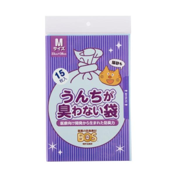 ボス BOS 猫用 猫砂が臭わない袋【Mサイズ】15枚入り キャラクターデザインパッケージ  cat...