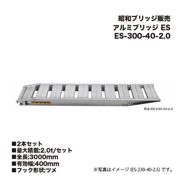 (2本セット) 昭和ブリッジ ES-300-40-2.0 アルミブリッジ (ツメタイプ) ES 乗用...