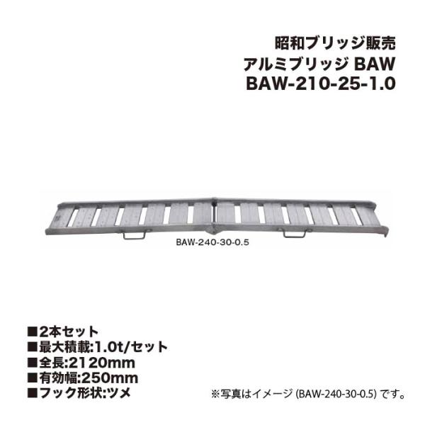 (2本セット) 昭和ブリッジ BAW-210-25-1.0 アルミブリッジ (ツメタイプ) BAW ...