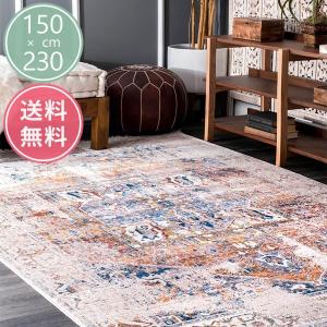 トライバル メダリオン柄 ヴィンテージ風 オリエンタル フリンジラグ