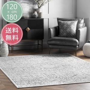 アンティーク調 ハニカム モノトーン ヴィンテージ風ラグ ライトグレー