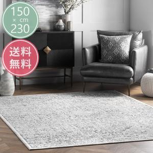 アンティーク調 ハニカム モノトーン ヴィンテージ風ラグ ライトグレー