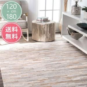 ラグ 牛革 カウハイド パッチワークラグ ホワイトベージュ 絨毯