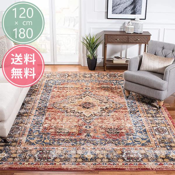 ヴィンテージ風ラグ メダリオン柄 男前 オリエンタル 赤褐色/ブラウン トラディショナル Safav...