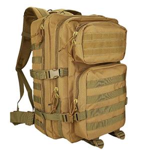 ProCase バックパック, 40L 大容量リュックサック MOLLEシステム 多機能 3日間のアウトドアに対応 カーキ