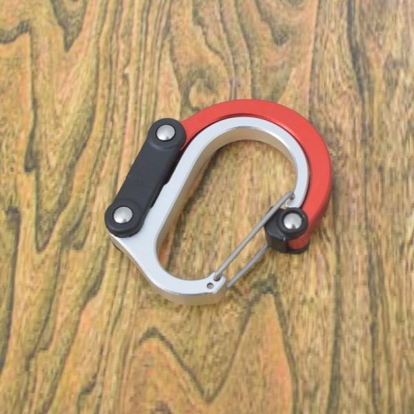 0157 カラビナ レッド Dタイプ 錆びない おしゃれ 超軽量 アルミ製 アウトドア 鍵用 7cm...