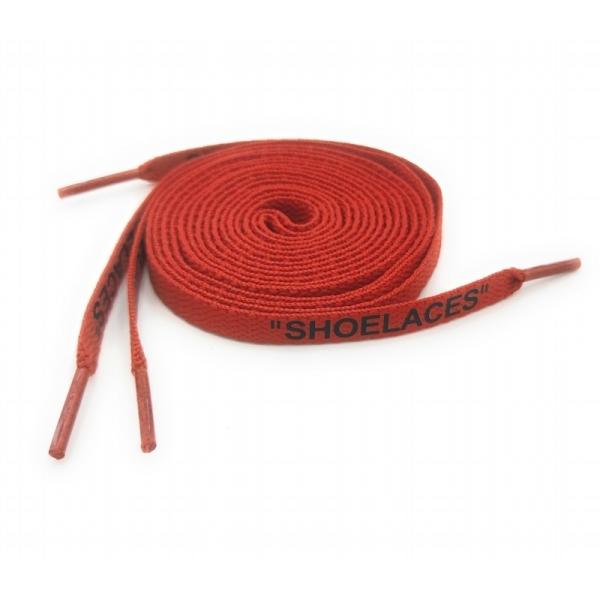 0210 靴紐 平紐レッド黒字 120cm 2本セット