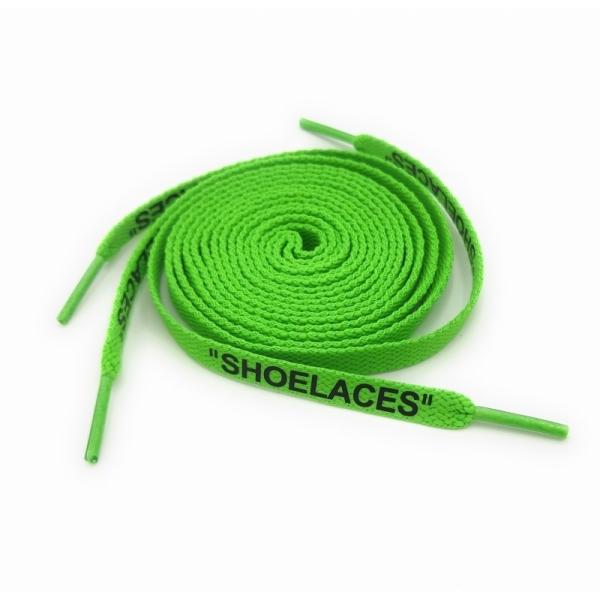 0211 靴紐 平紐ライトグリーン黒字 120cm 2本セット