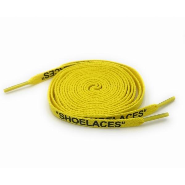0213 靴紐 平紐イエロー黒字 120cm 2本セット