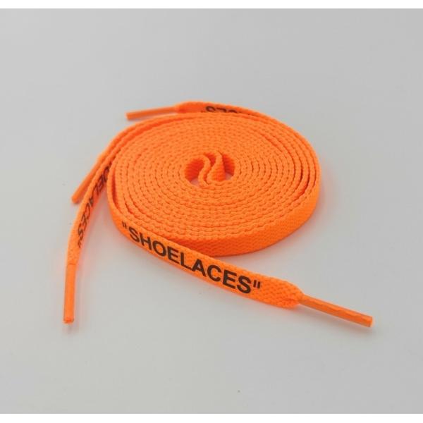 0218 靴紐 平紐オレンジ黒字 120cm 2本セット