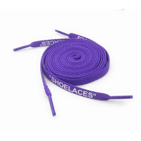 0221 靴紐 平紐パープル白字 120cm 2本セット