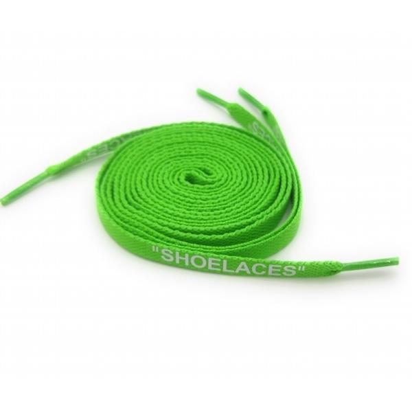 0224 靴紐 平紐ライトグリーン白字 120cm 2本セット