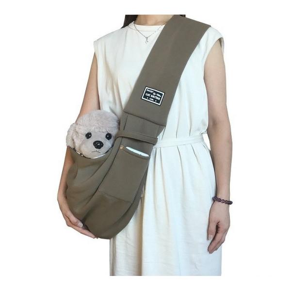 0259 犬 抱っこ紐 ベージュ ペットスリング キャリーバッグ ペットバッグ 飛び出し防止 長さ調...