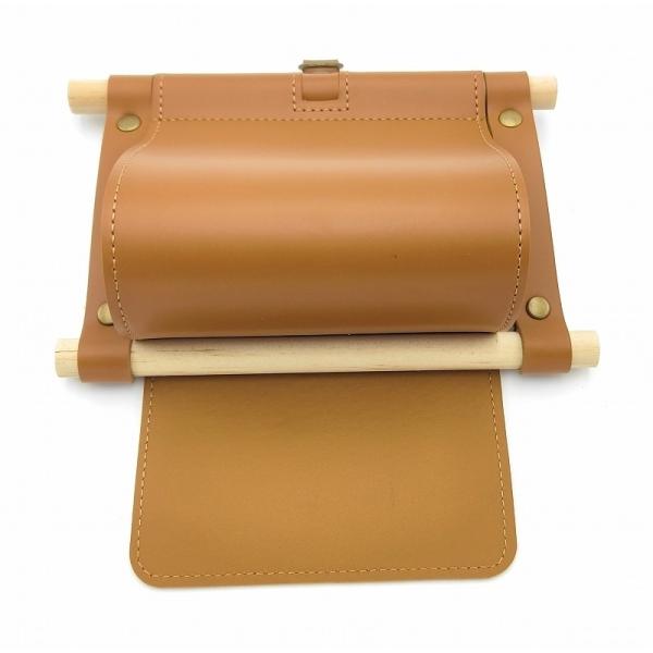 0321 ペーパーホルダーカバー レザー ブラウン 吊り下げ式 トイレットペーパーホルダー ロール収...